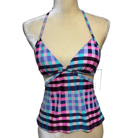 Hula Honey NWT Gingham Halter Tankini Women XS - Picture 2 of 10